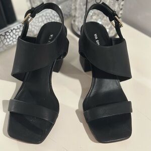 VIA SPIGA Edina Block Heel Sandal Black, size 6.5 M